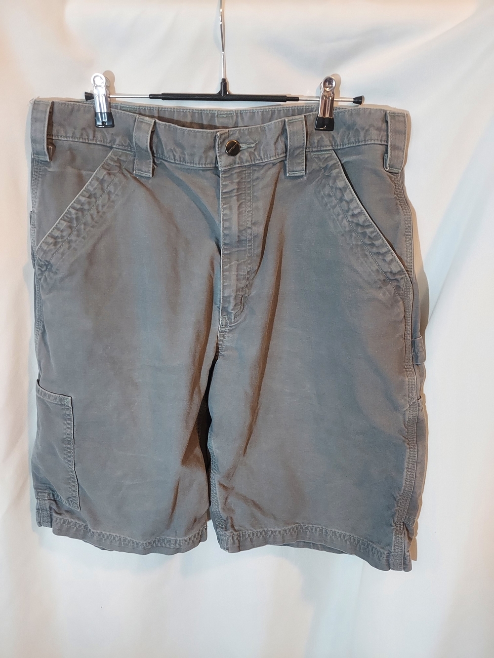 VTG Carhartt B147 Gray Canvas Utility Work Shorts Men's Size 34